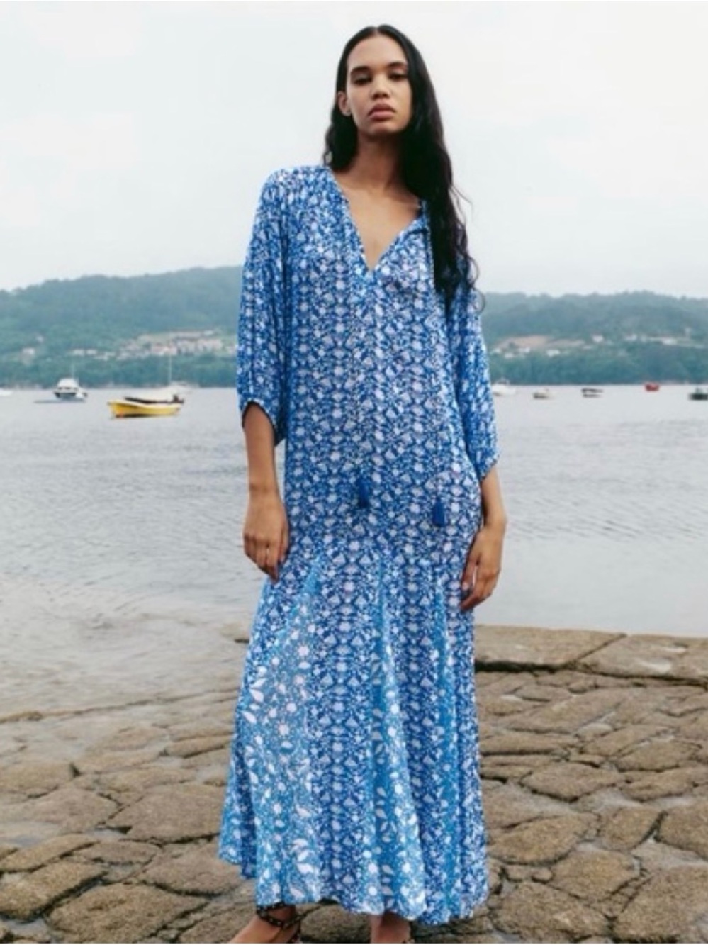 Zara Blue Floral Maxi Swim Coverup